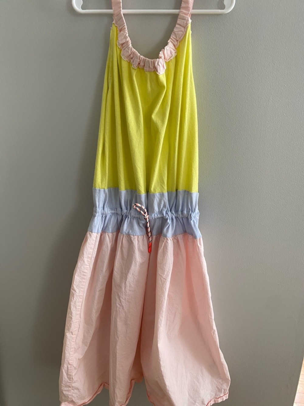 Crewcuts Yellow and Pale Pink Ruffle-Trim Sundress